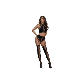 Brassière opaque avec lanières entrecroisées sur les côtés et milieu de la poitrine. Culotte taille haute 